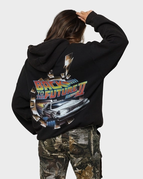 Style Statement Flexible Elbow Panels American Thrift X Back To The Future Back To The Future 2 Vintage Hoodie Washed Black