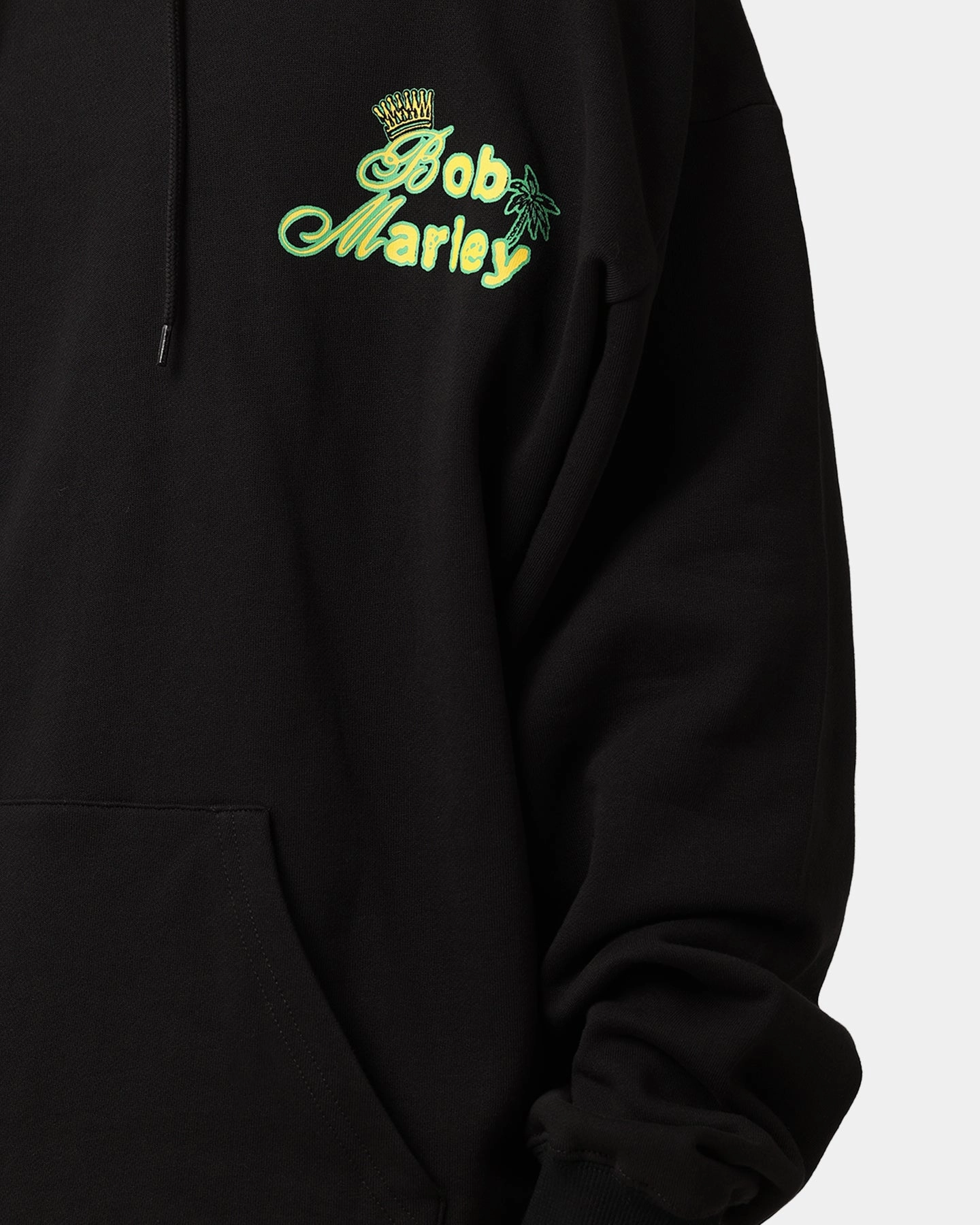 Modular Attachment Points Neutral Style Bob Marley Smile Jamaica Hoodie Black