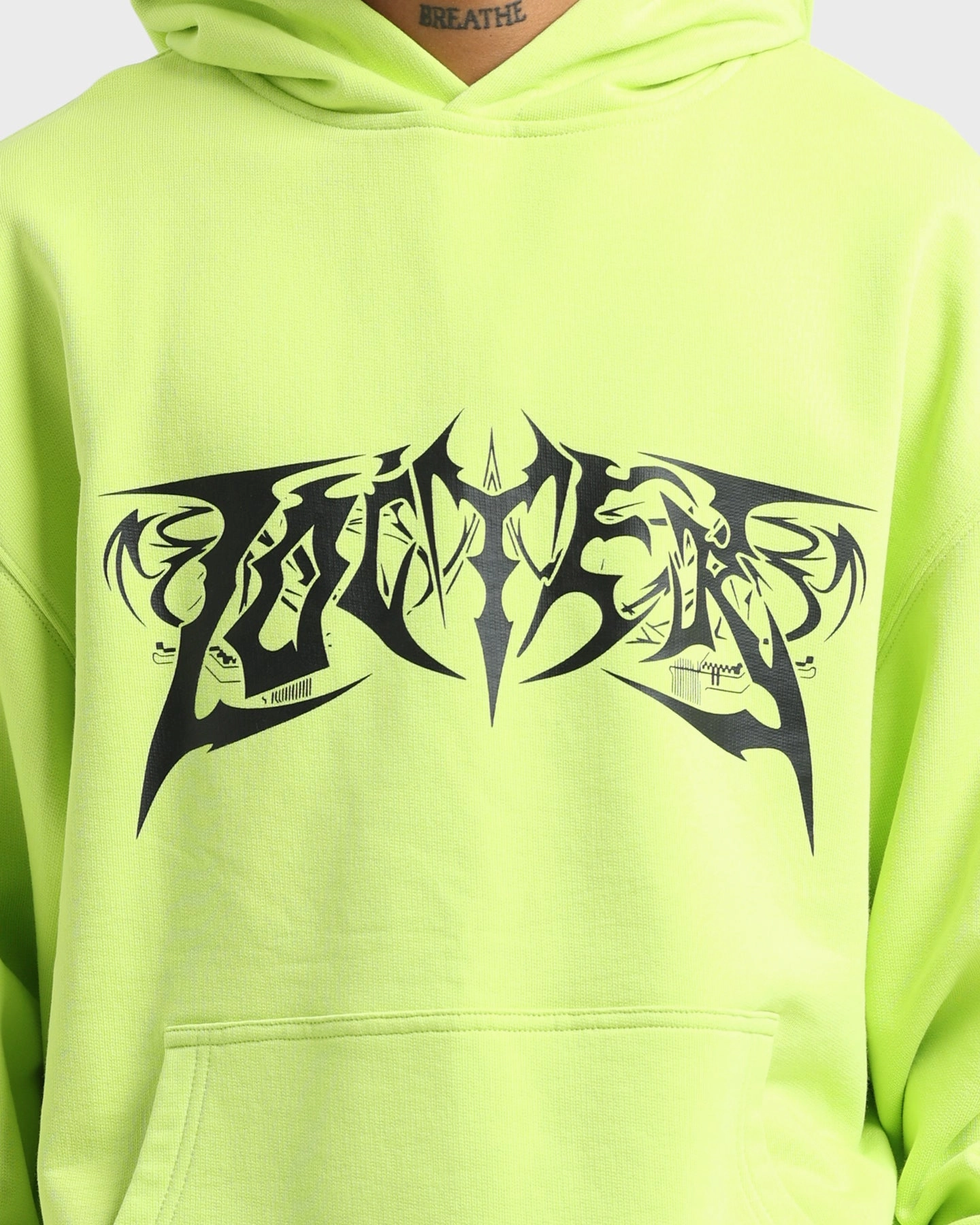 City Streets Double Stitched Seams Loiter Anarchy Hoodie Neon Green