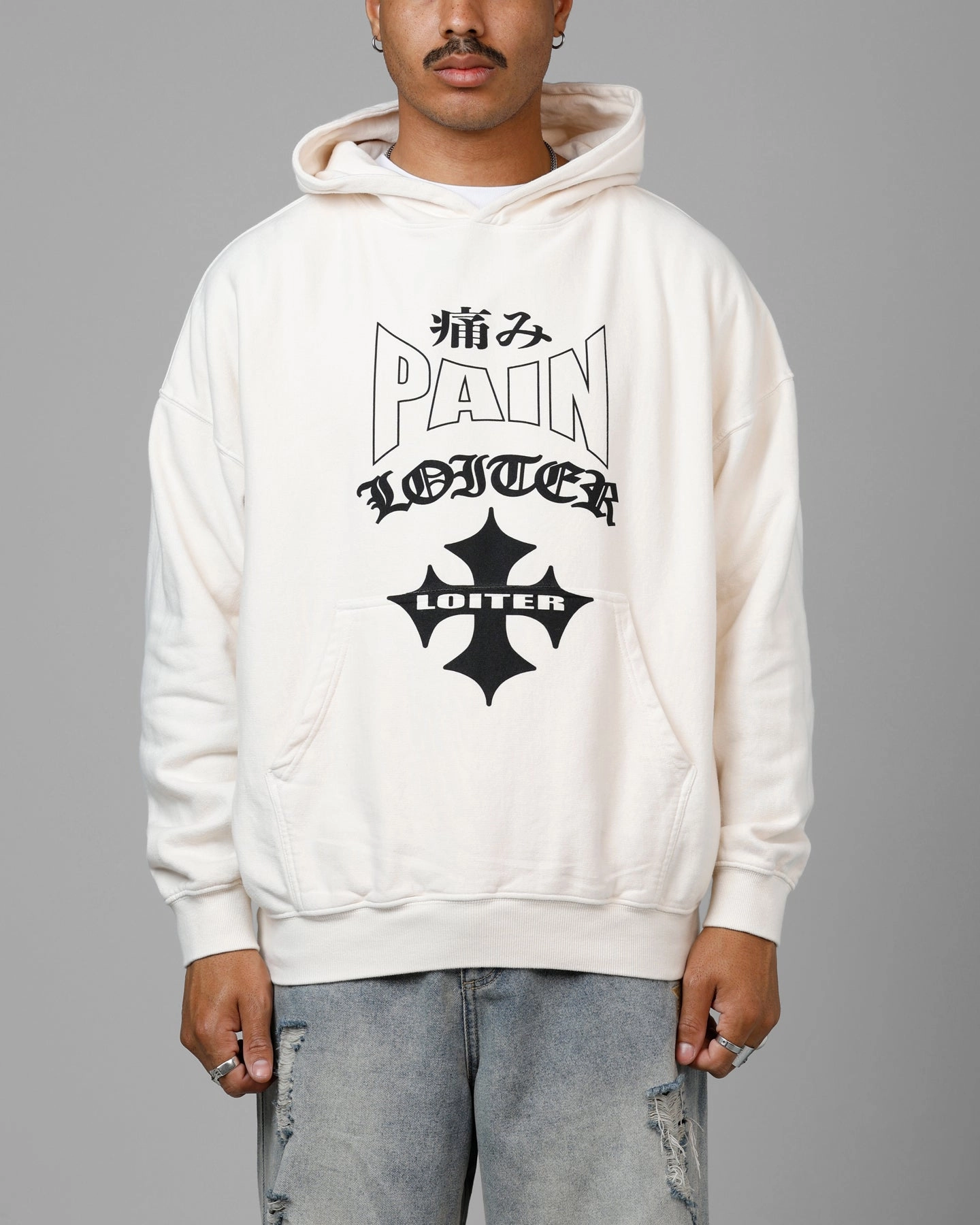 Layer Ready Street Vibe Loiter Ultimate Pain Premium Hoodie Off White