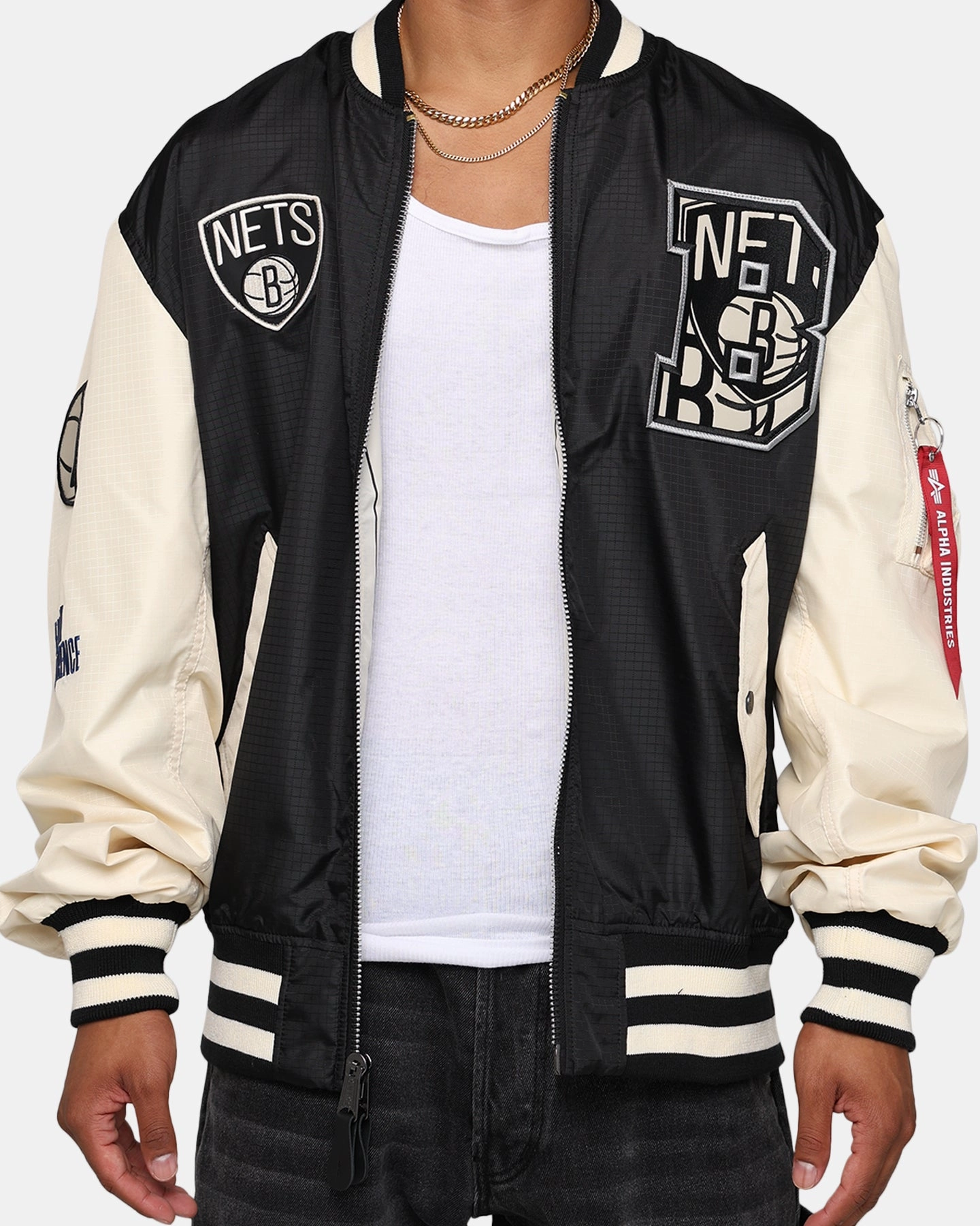 Practical Layer New Era X Alpha Industries Brooklyn Nets L-2B Bomber Jacket Black