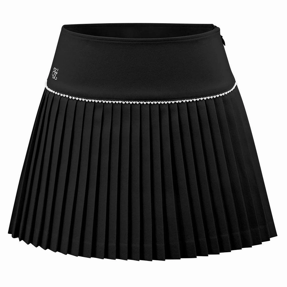 Fairliar Signature Pearl Flare Pleated Golf Skirt Black - FW23 Women Layer Combo All Day Comfort