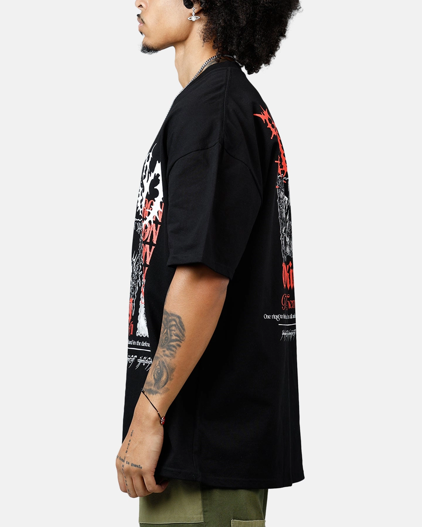 Reinforced Shoulder American Thrift X The Lord Of The Rings Sauron Heavyweight T-Shirt Black
