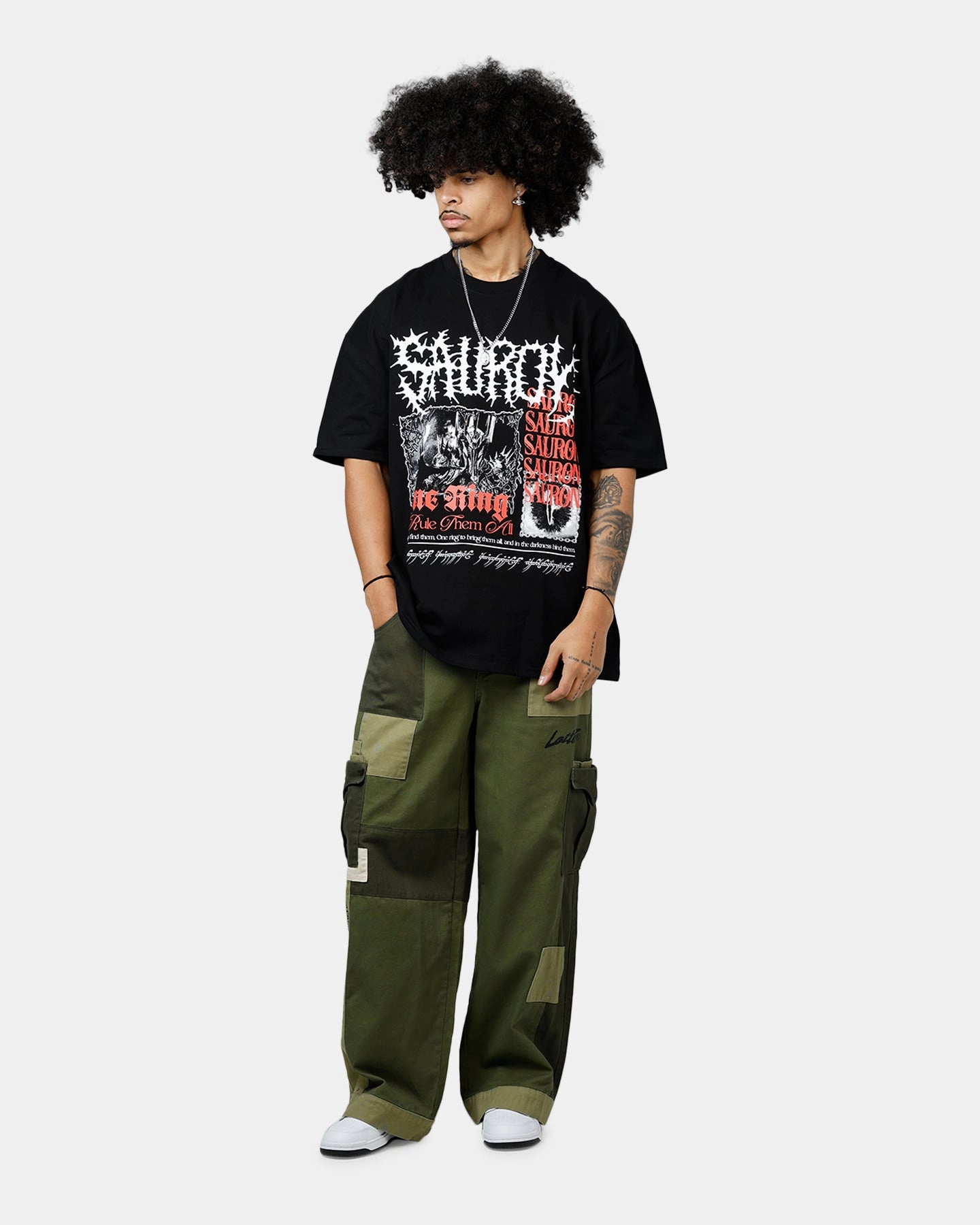 American Thrift X The Lord Of The Rings Sauron Heavyweight T-Shirt Black Summer Ready Cool and Comfortable