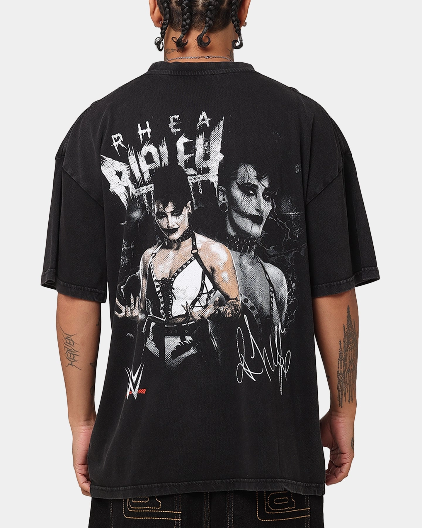 Culture Kings X WWE Rhea Ripley Vintage T-Shirt Black Acidwash AdvancedMoistureManagement