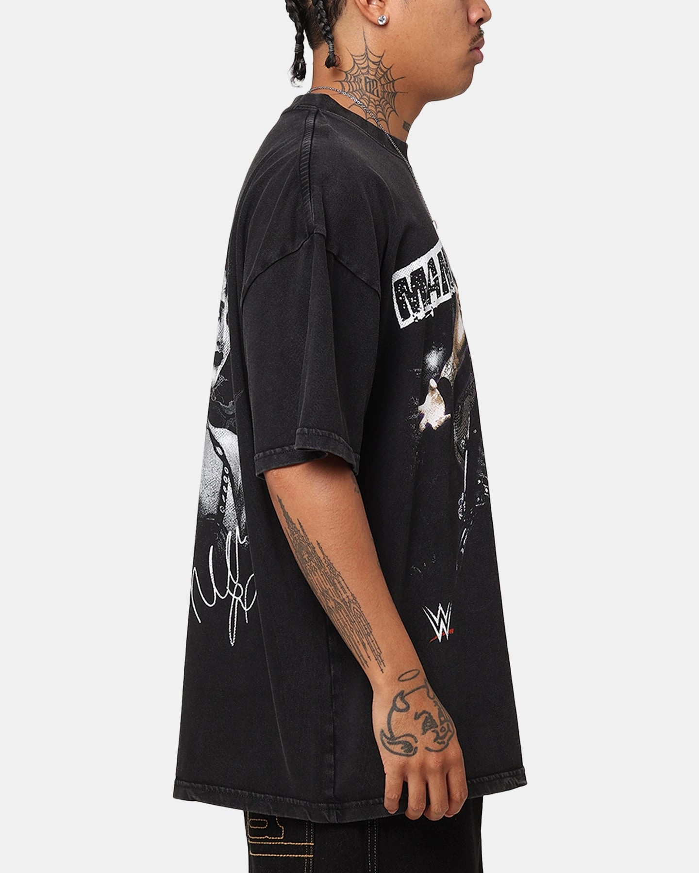 Trendy Fashion weekday wear Culture Kings X WWE Rhea Ripley Vintage T-Shirt Black Acidwash
