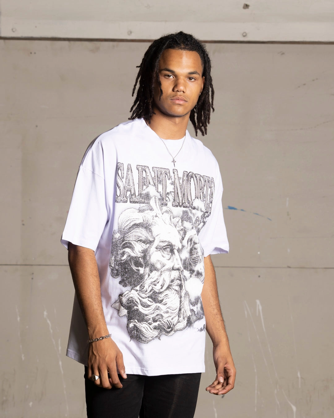 Saint Morta Zeus Boxy T-Shirt White High-Quality Fabric WrinkleResistant