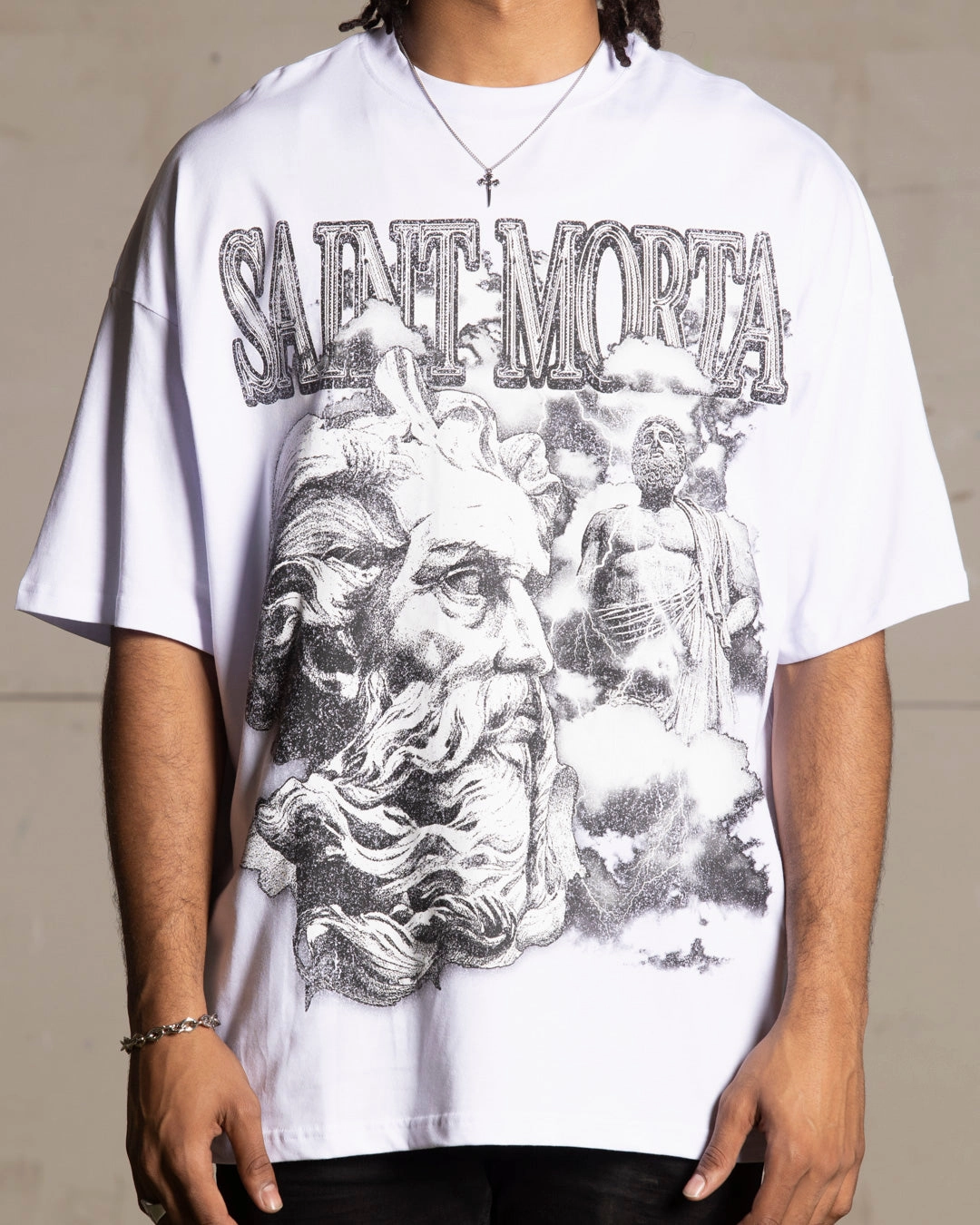 Abstract print Saint Morta Zeus Boxy T-Shirt White