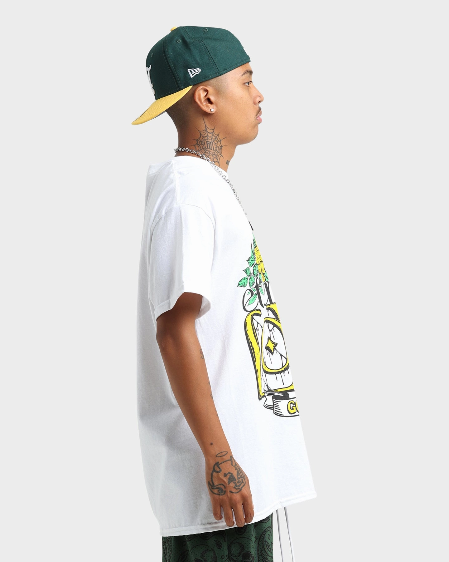 Garment Washed Texture Goat Crew Eternal Love Vintage T-Shirt White