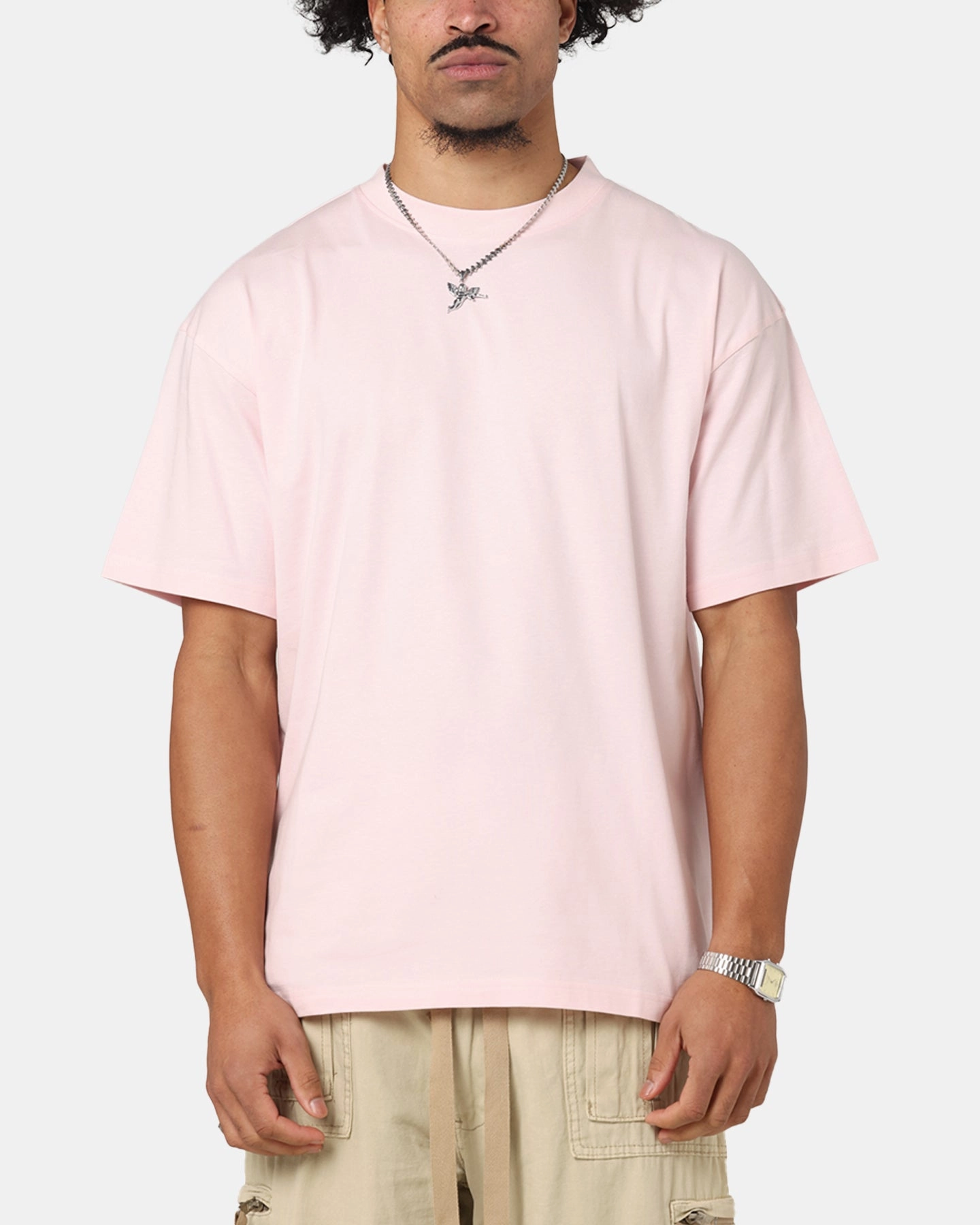 Culture Kings Standard Drop Shoulder T-Shirt Pink Abrasion Resistant Fabric Light Casual Wear