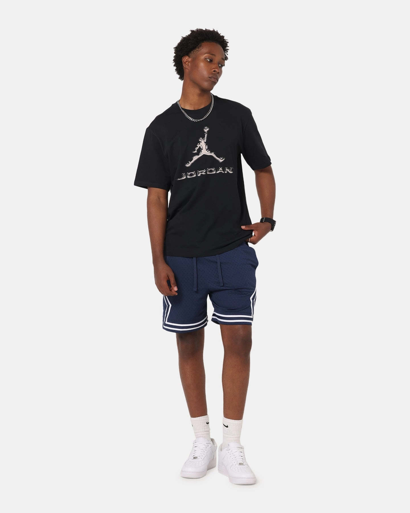 Reinforced Hemline long sleeved Jordan Dri-FIT Sport Brand T-Shirt Black/White