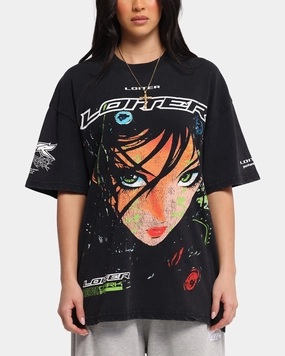 Relax Outfit Loiter Project Dark Vintage T-Shirt Black Acidwash