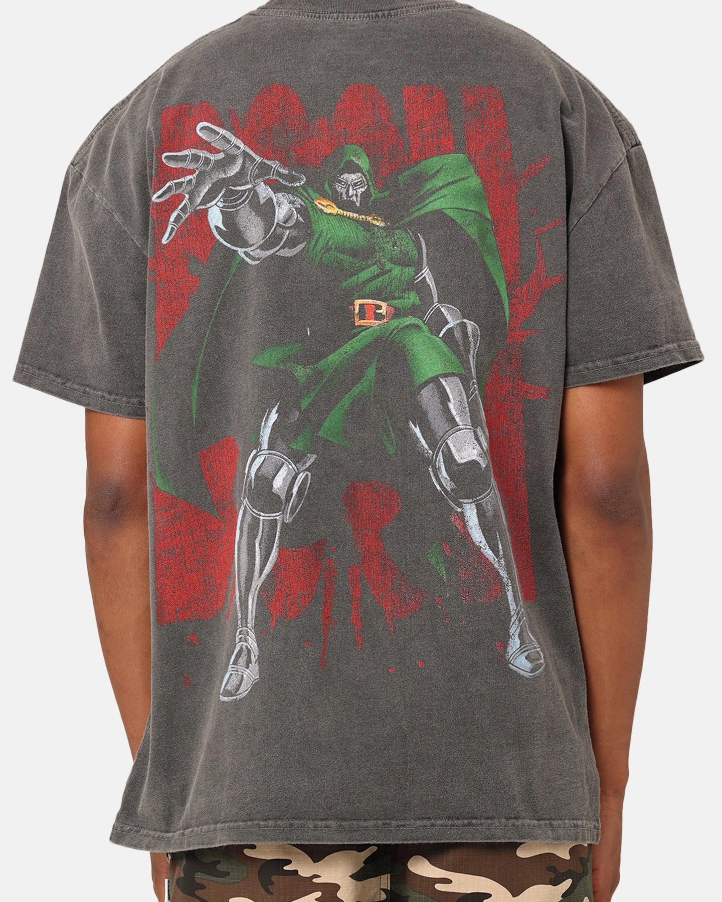 Trendy Vibes Wear TexturedWeavePattern Marvel Doctor Doom Heavyweight Vintage T-Shirt Black Wash