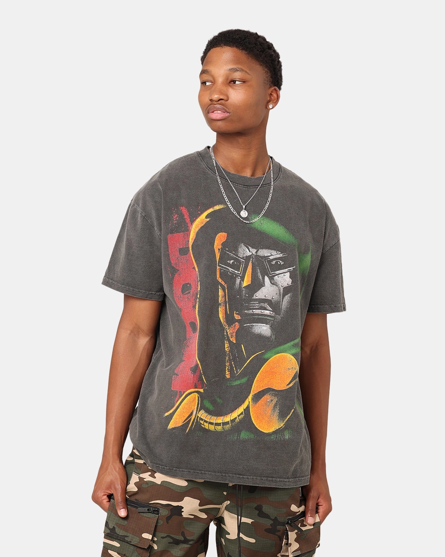 Marvel Doctor Doom Heavyweight Vintage T-Shirt Black Wash High Density Cotton