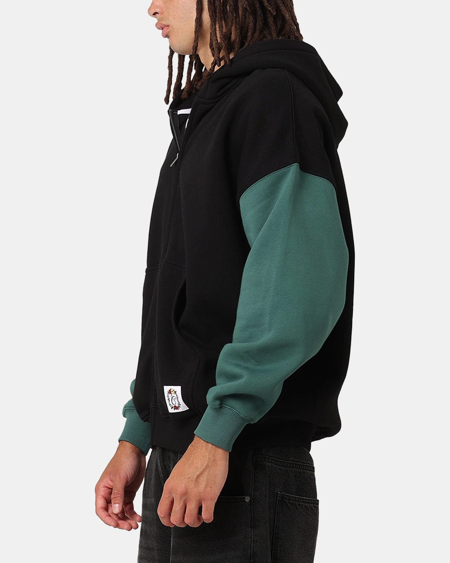 Carre Floral Full Zip Hoodie Black/Green Internal Security Pocket