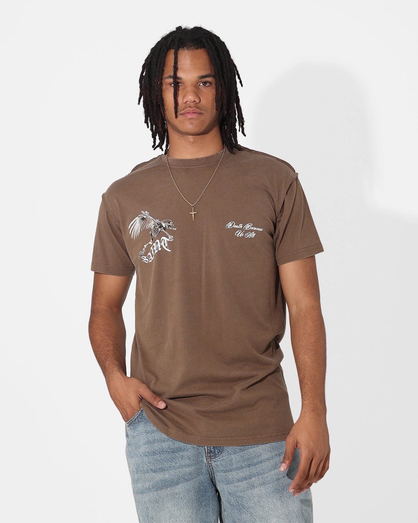 Soft and Relaxed Saint Morta Departed Lafayette T-Shirt Vintage Brown