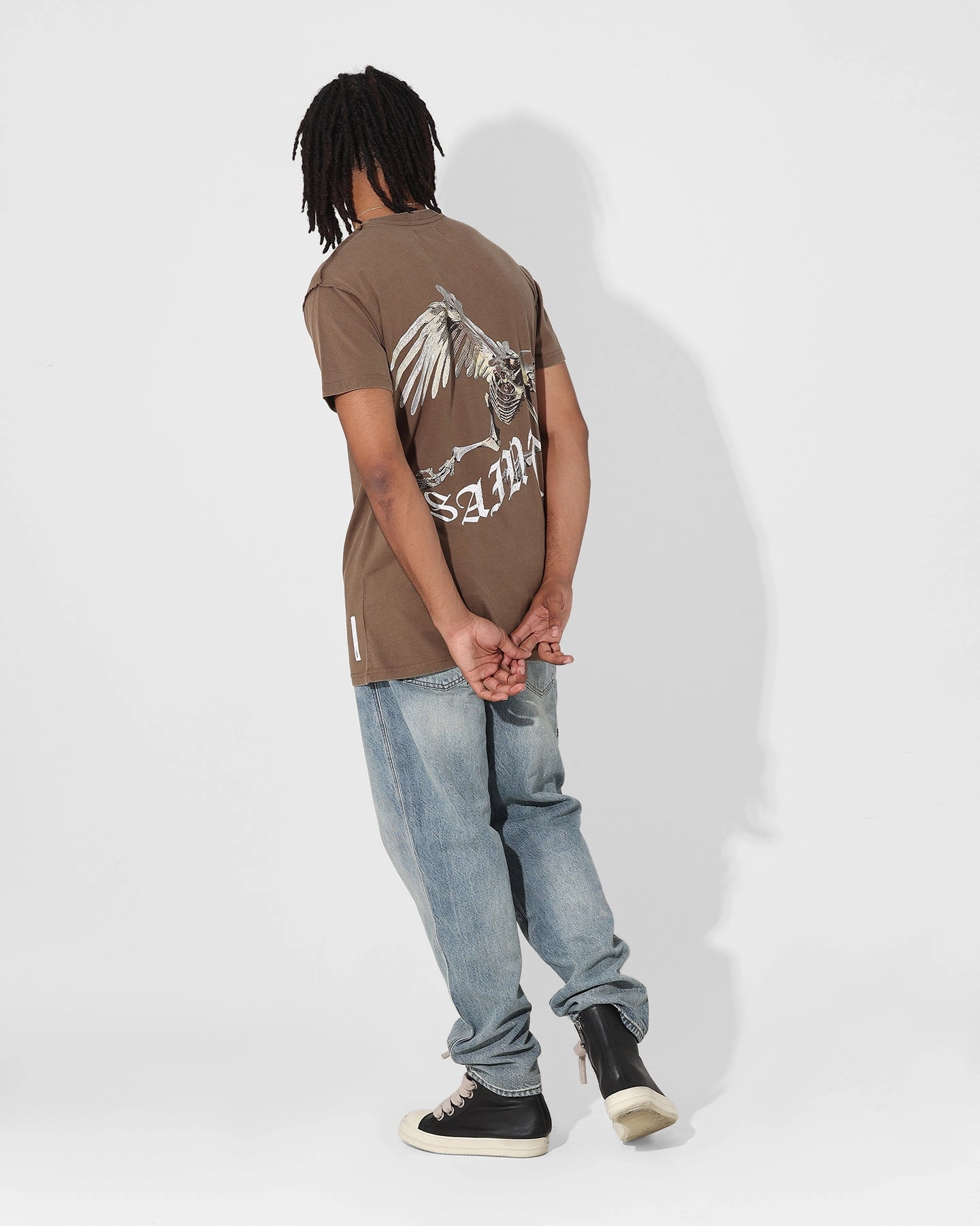 Geometric Print Casual Layer Saint Morta Departed Lafayette T-Shirt Vintage Brown