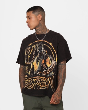 Daily Trend Goat Crew X Mortal Kombat Scorpion Vintage T-Shirt Black Wash