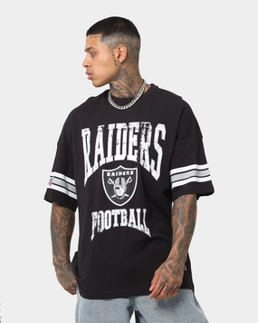 Majestic Athletic Las Vegas Raiders Sport Stripe Oversized Vintage T-Shirt Faded Black Daily Style