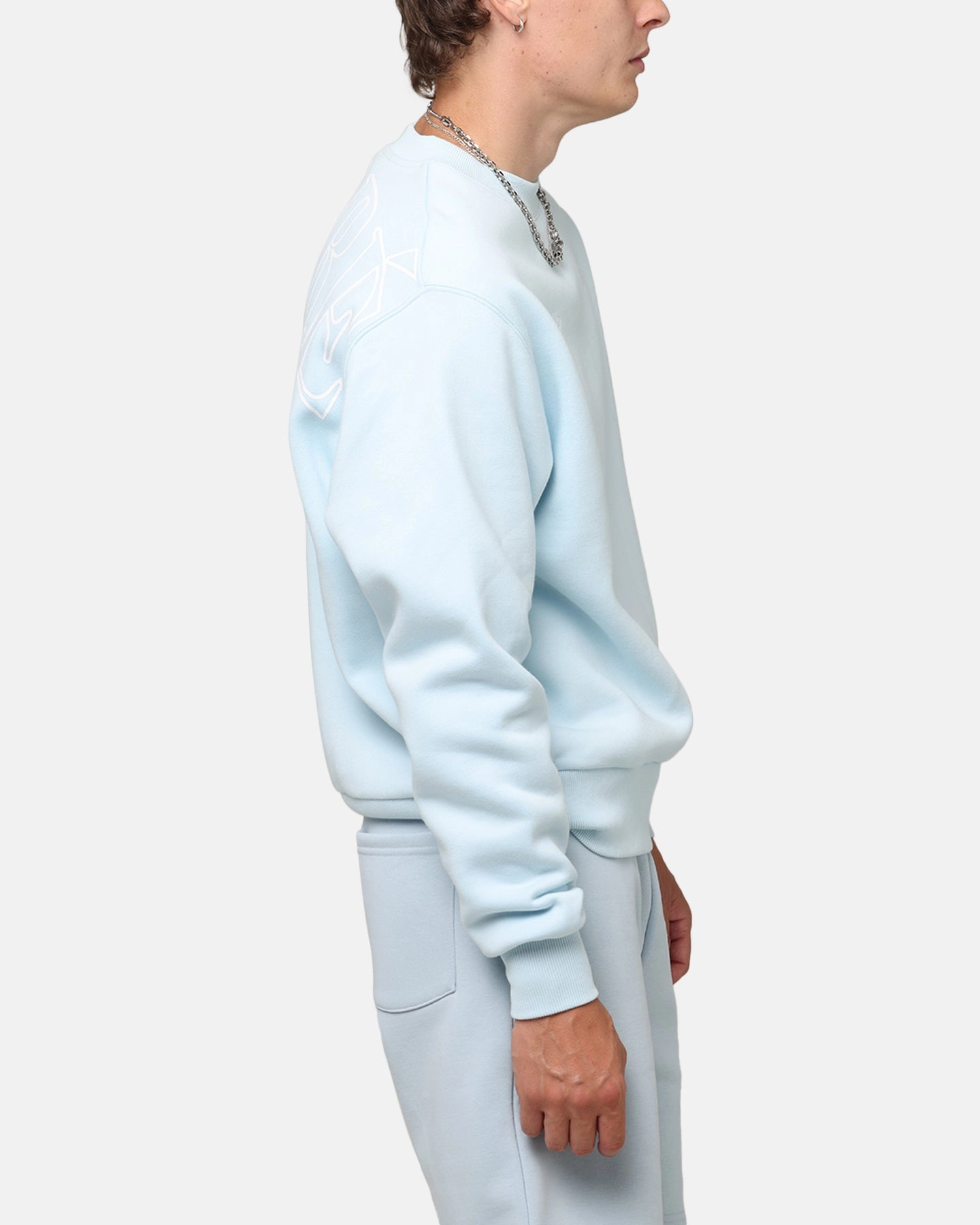 Carre Bloom Crewneck Light Blue Zippered Pockets Everyday Comfort Fit