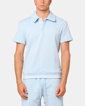 Tri Blend Composition XXIII Danny Knit Polo Shirt Sky Blue