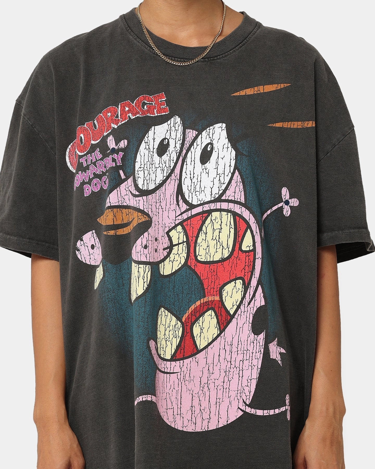 American Thrift X Cartoon Network Courage Heavyweight T-Shirt Black Wash Customizable