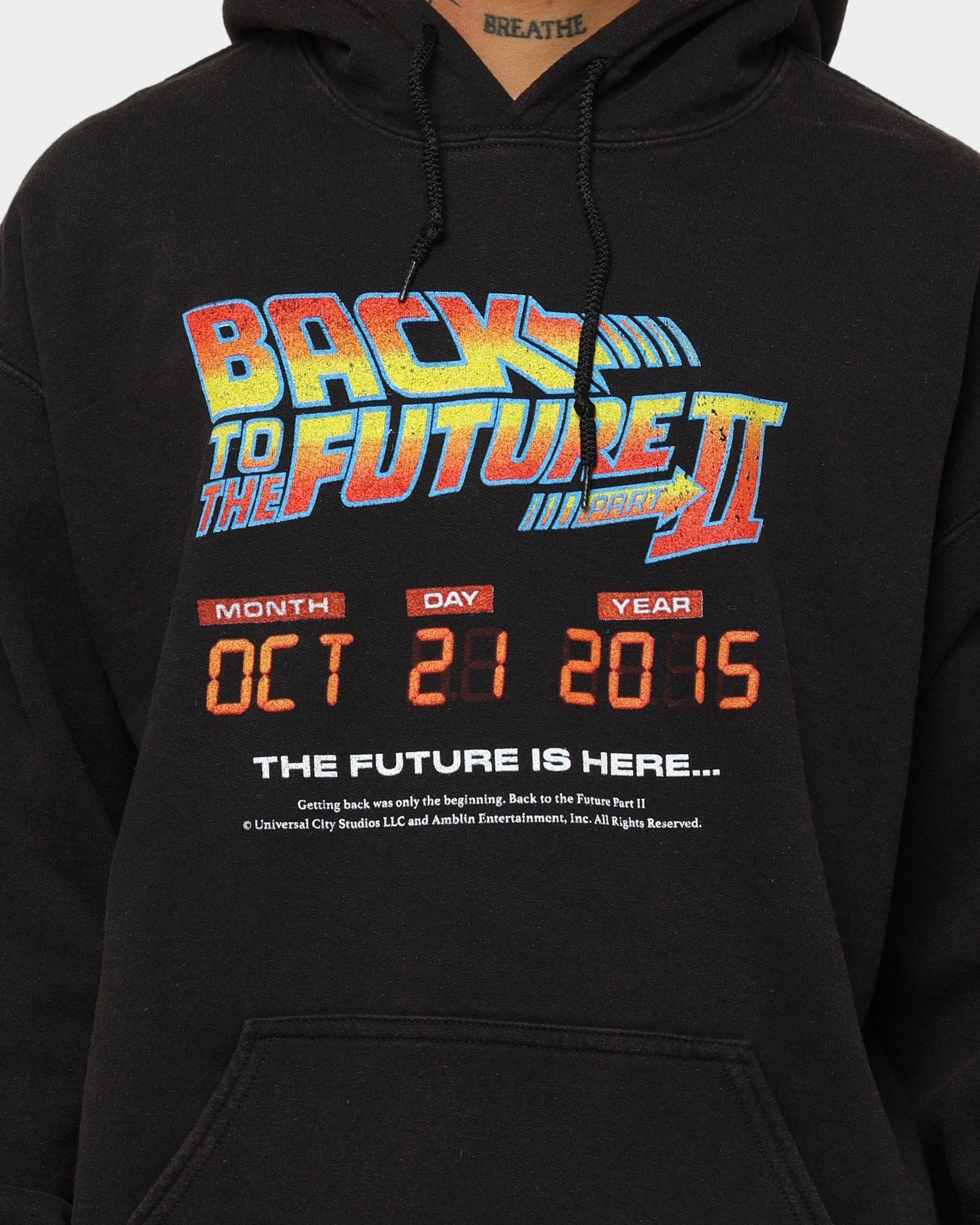 American Thrift X Back To The Future Back To The Future 2 Vintage Hoodie Washed Black Era Advocate