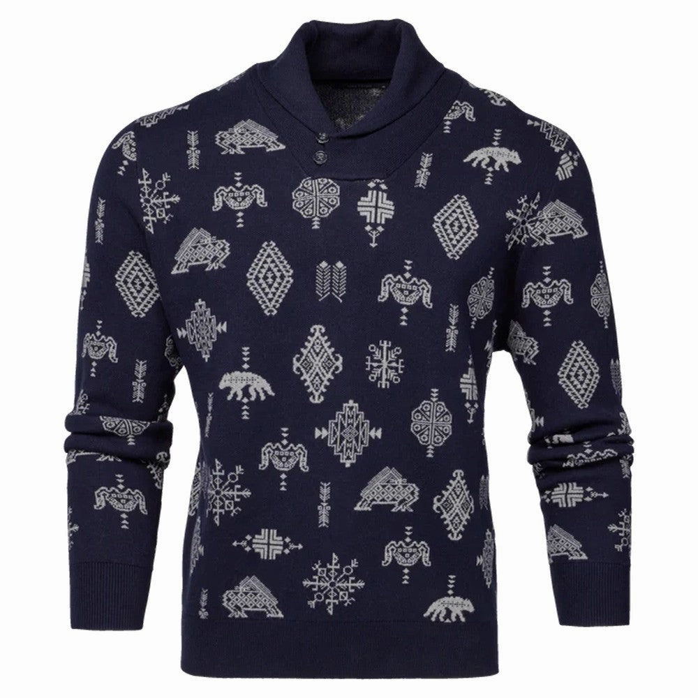 Wind Blocking Fabric Greyson Norwegian Shawl Golf Sweater Maltese Blue - FA24 Men
