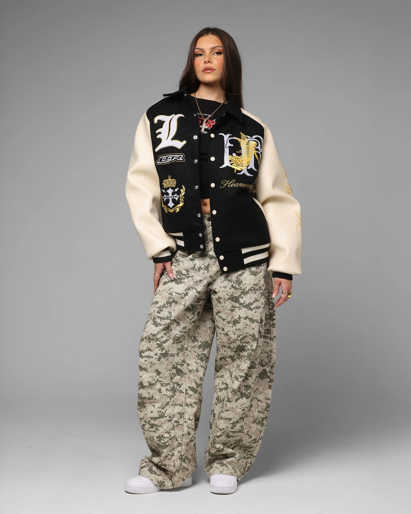 Tradition clearance Loiter Heaven Varsity Jacket Black/Off White