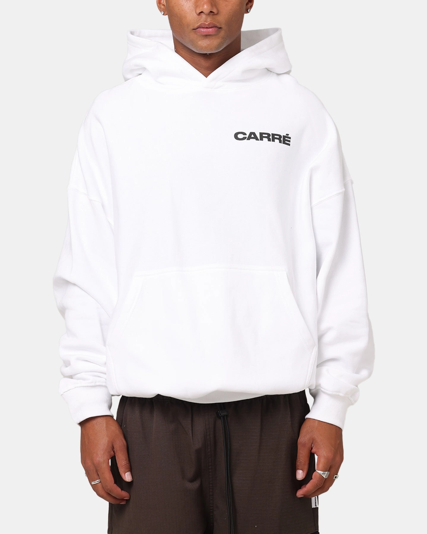 Low Profile Seam Build Silk Touch Finish Carre Die Hoodie White