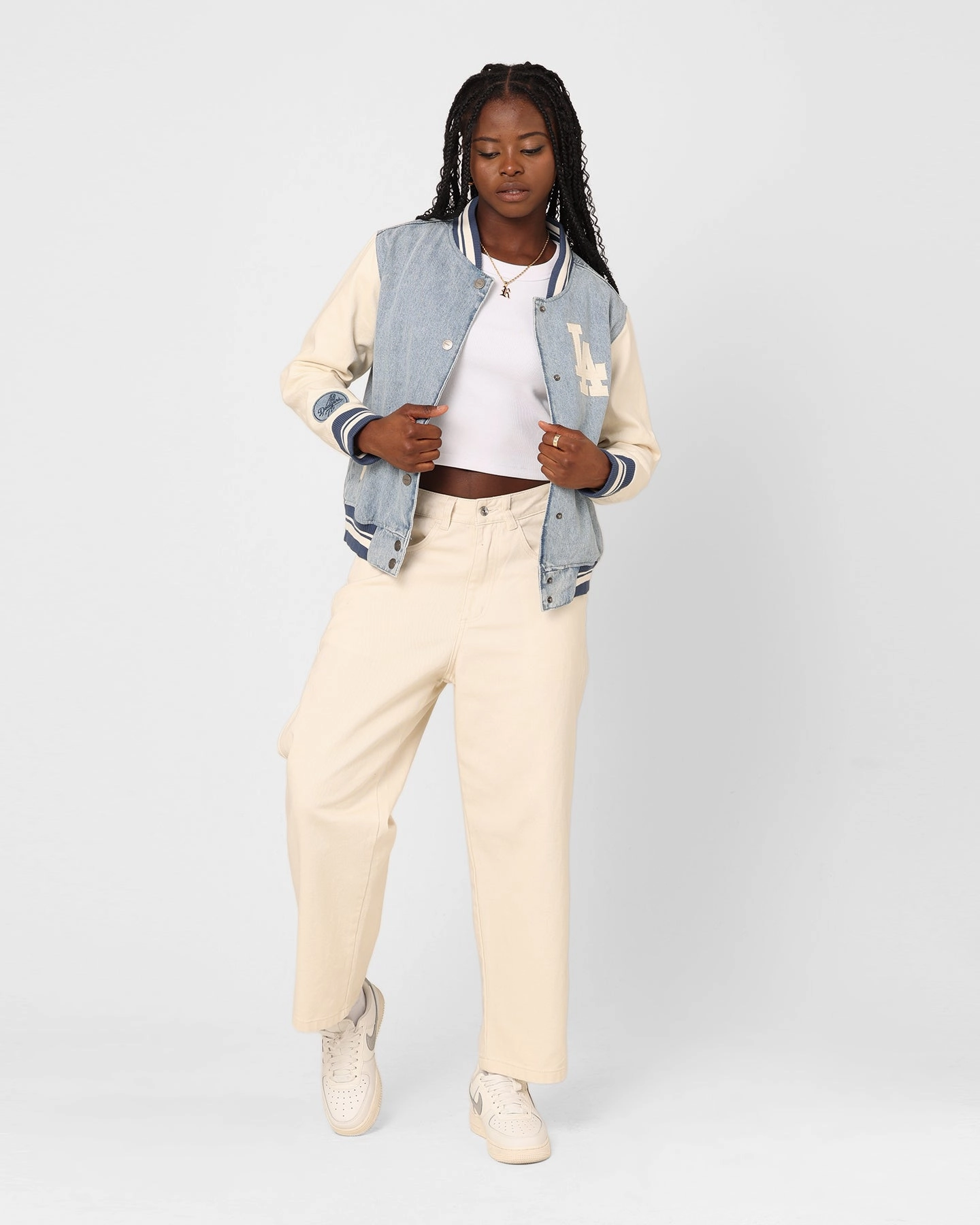 Pro Standard Women's Los Angeles Dodgers Varsity Jacket Denim Eyeshadow
