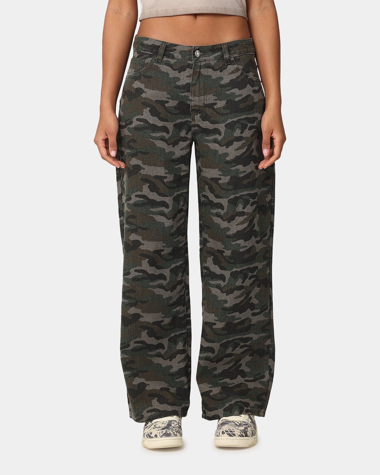 Unisex Friendly XXIII Women's Camo Wide Leg Jeans Camo