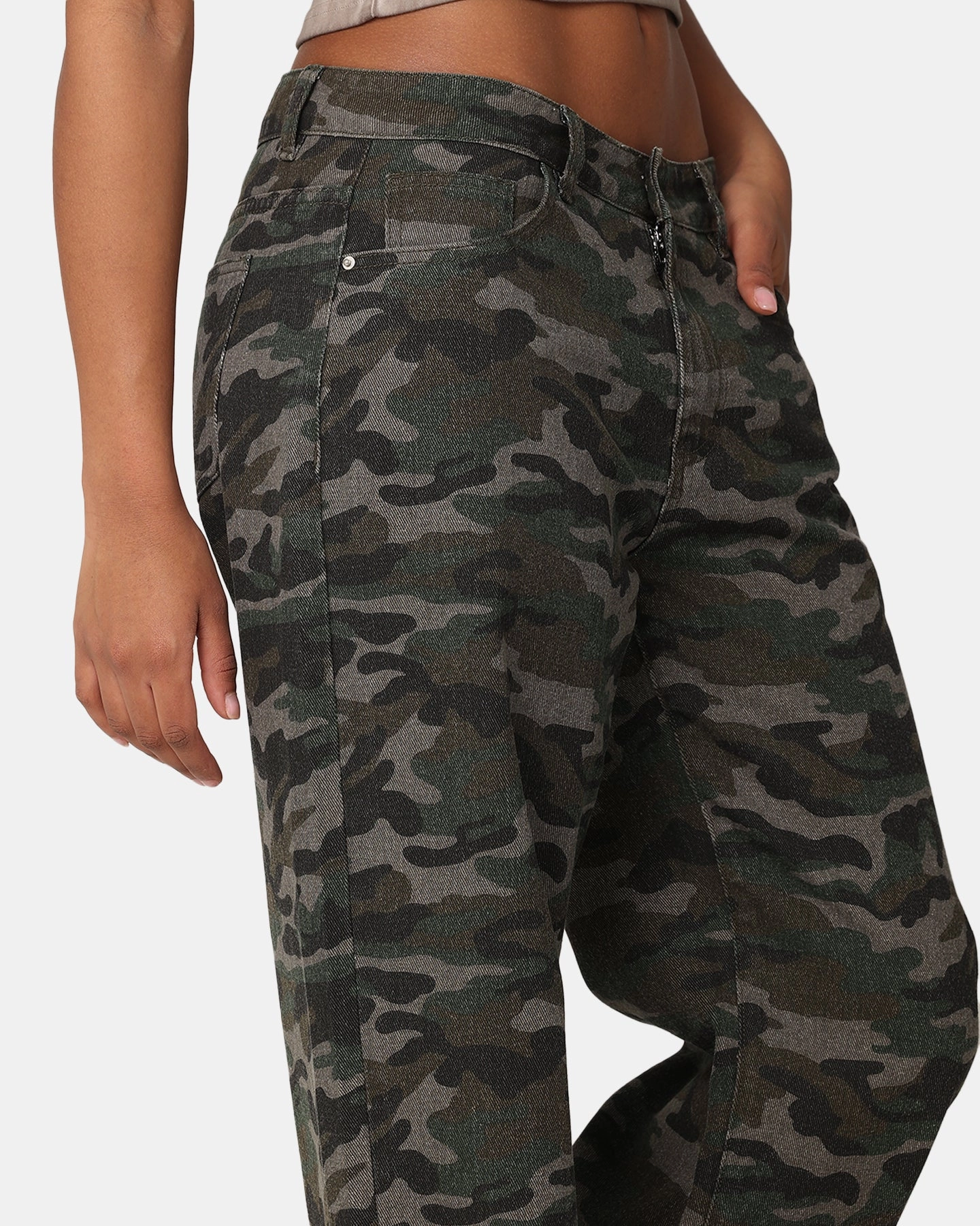XXIII Women's Camo Wide Leg Jeans Camo Tailored Cut Winter Warmth Minimalist Style Picnic Style
