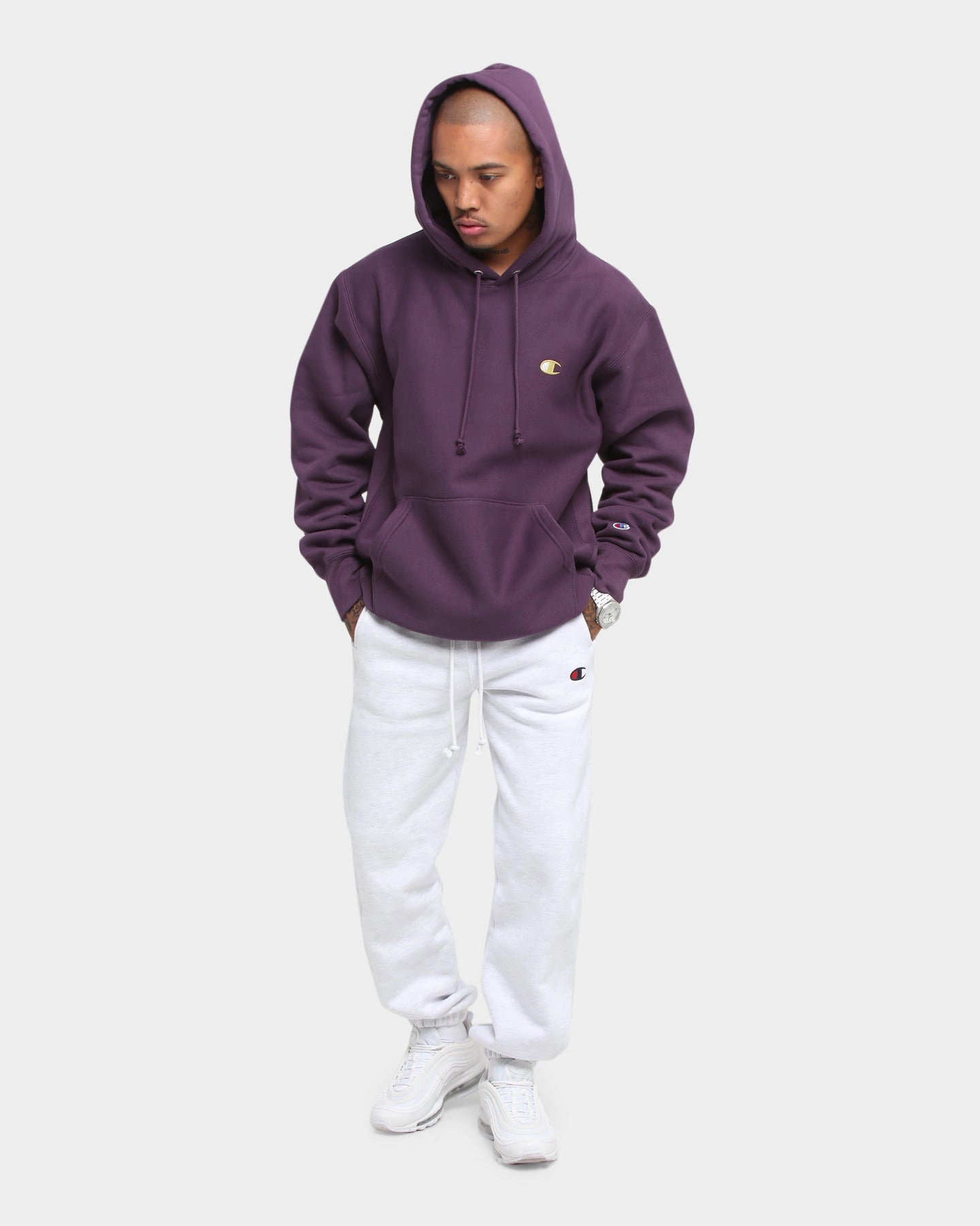 Mesh Backed Hood Champion Rev Weave Hoodie Purple