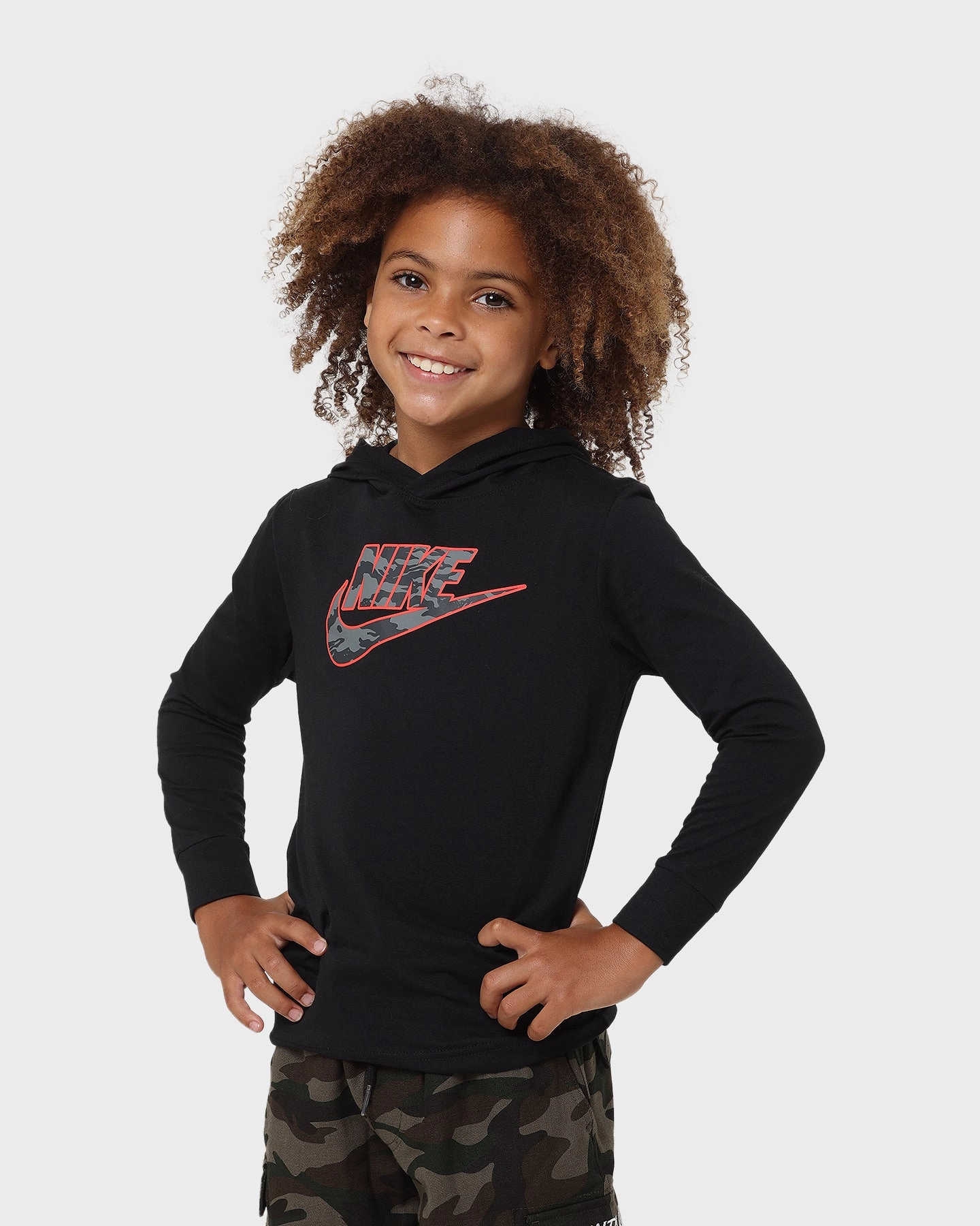 Nike Kids' Nike Sportswear Club Camo Jersey Black Outdoor Layer