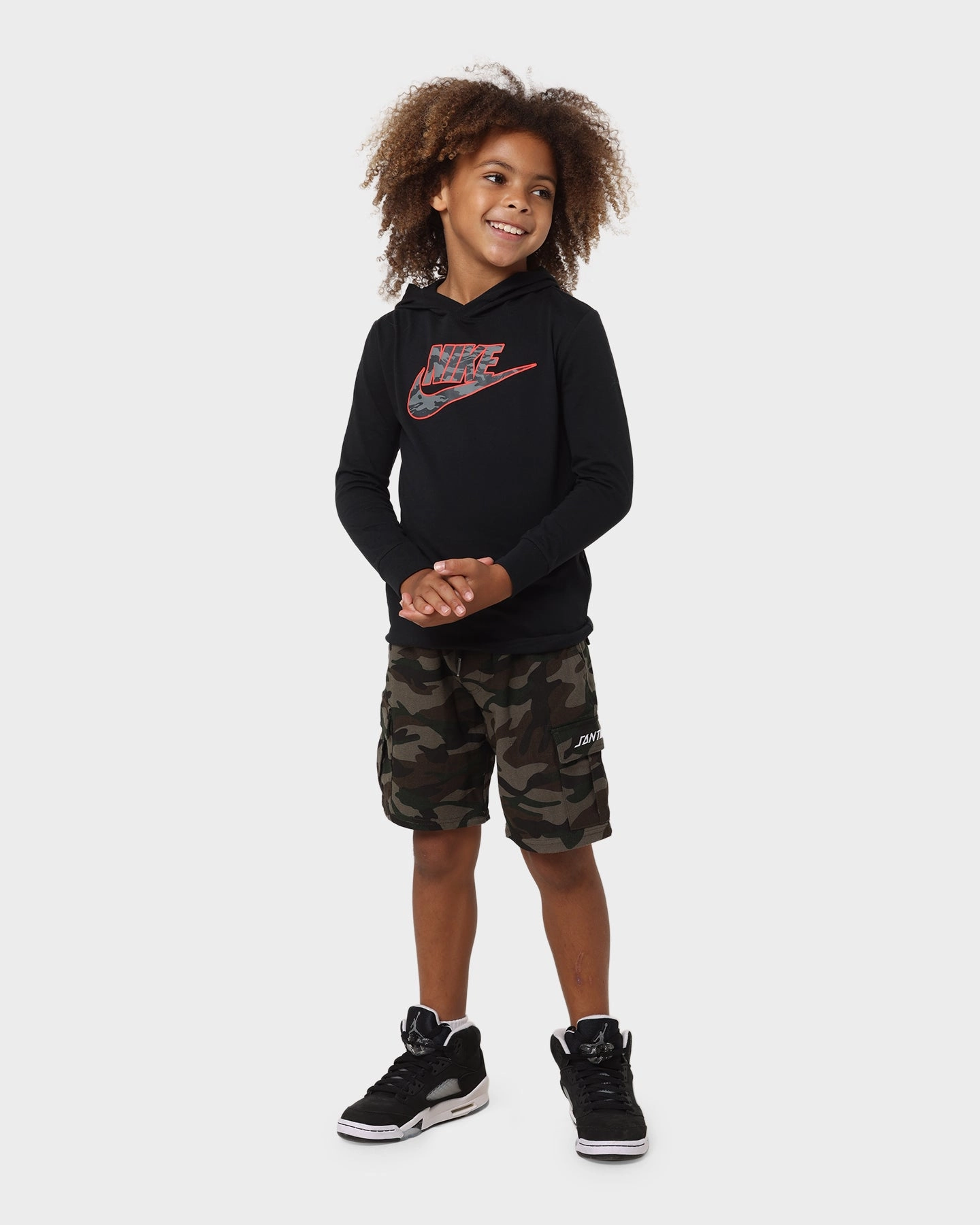 High Visibility Accents Nike Kids' Nike Sportswear Club Camo Jersey Black