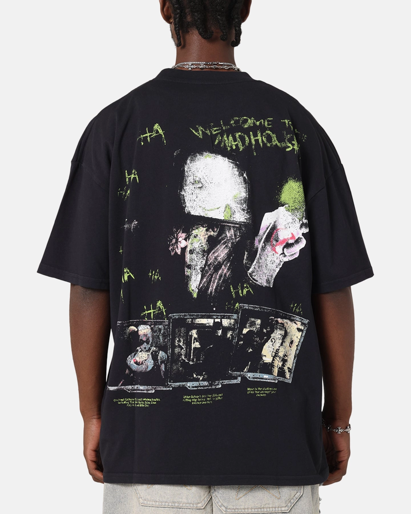Beaded details Daily Outfit 73 Studio X DC Batman Arkham Asylum Vintage T-Shirt Black Acidwash