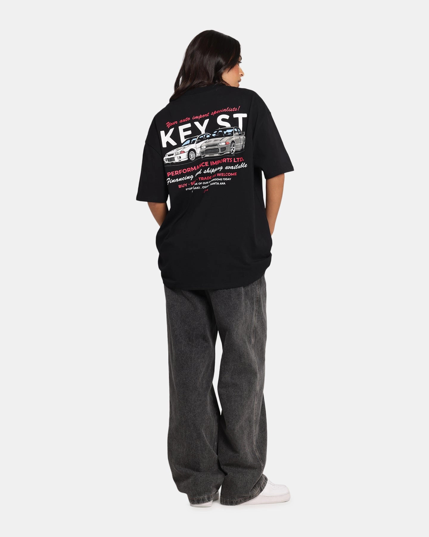 Contrast Inner Binding Key Street Dealership T-Shirt Black