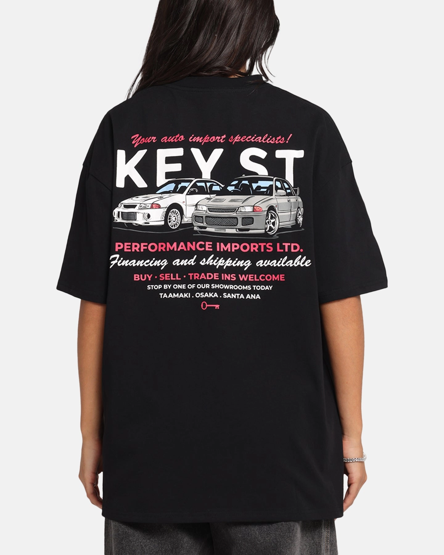 Key Street Dealership T-Shirt Black V neck Effortless Daywear
