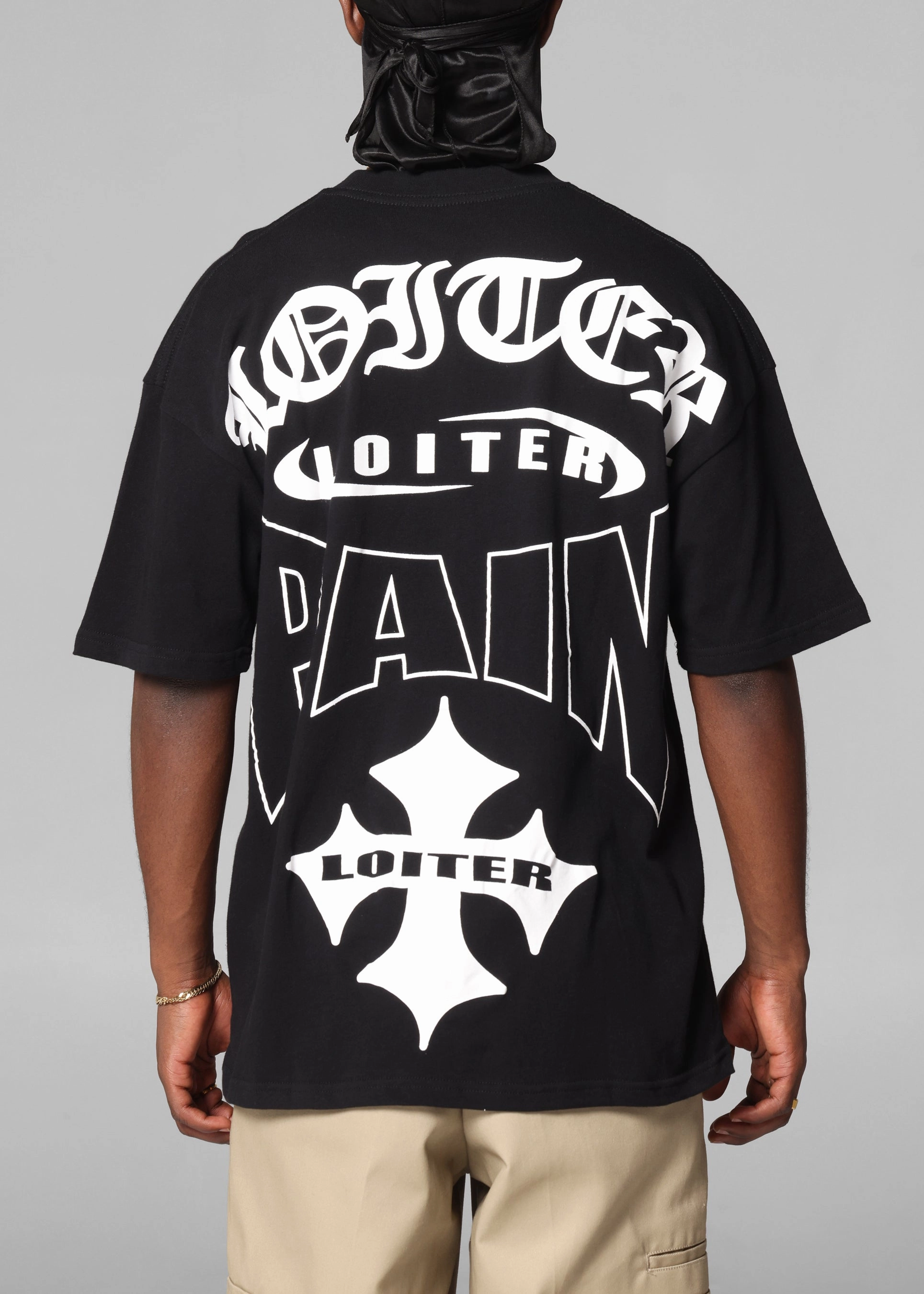 WrinkleResistant Texture Premium Cotton Blend Loiter Ultimate Pain T-Shirt Black