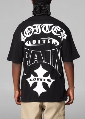 WrinkleResistant Texture Premium Cotton Blend Loiter Ultimate Pain T-Shirt Black
