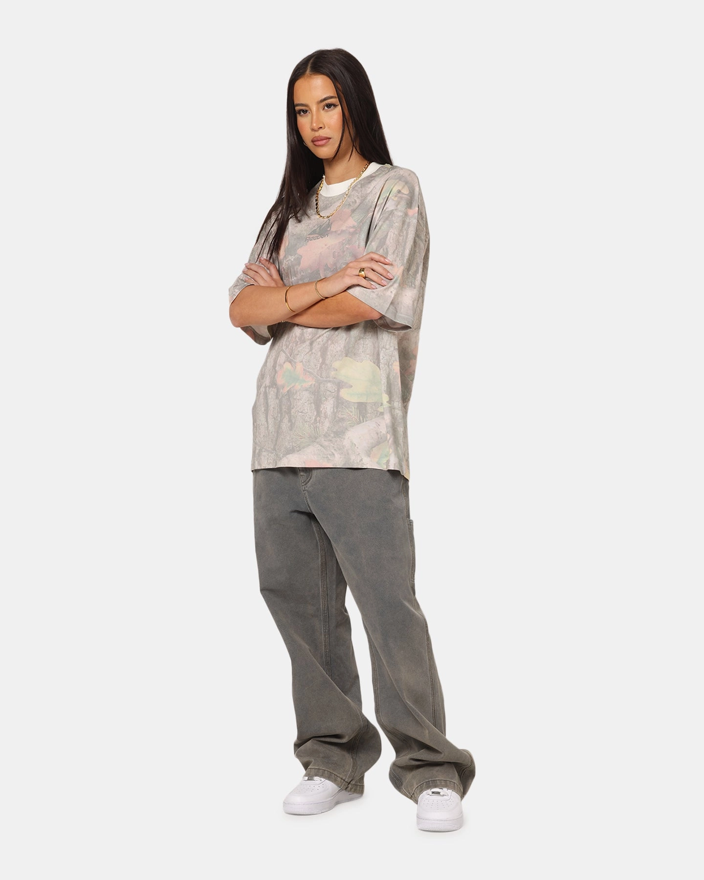 Spring Wear Tubular Knit Structure Reebok X Market All Over Print T-Shirt Real Tree Camo