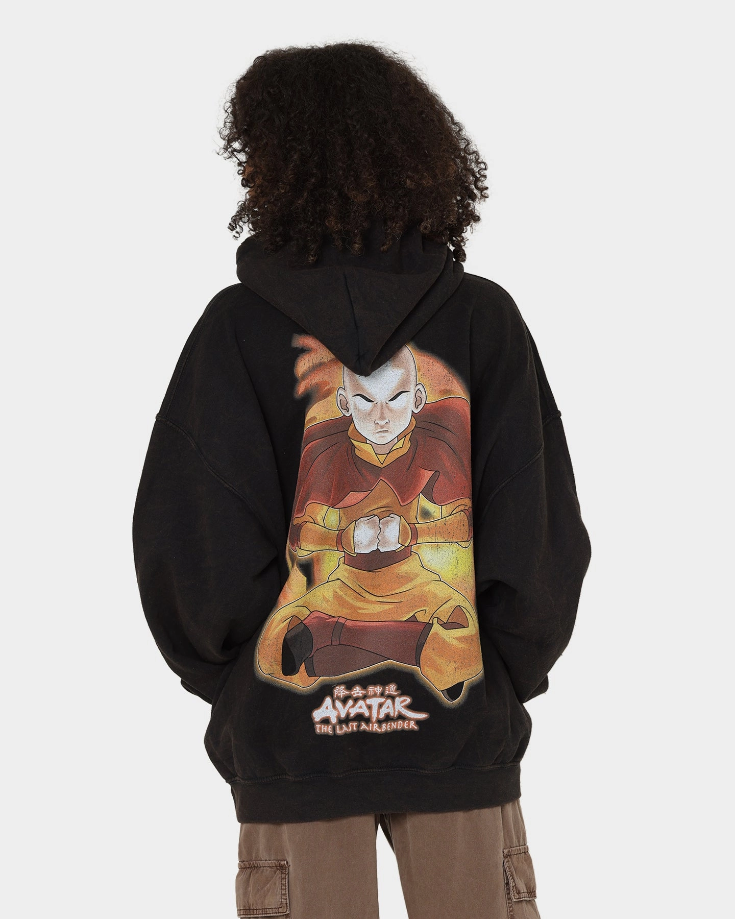 Ergonomic Pattern Goat Crew X Avatar: Aang Fire Vintage Hoodie Washed Black