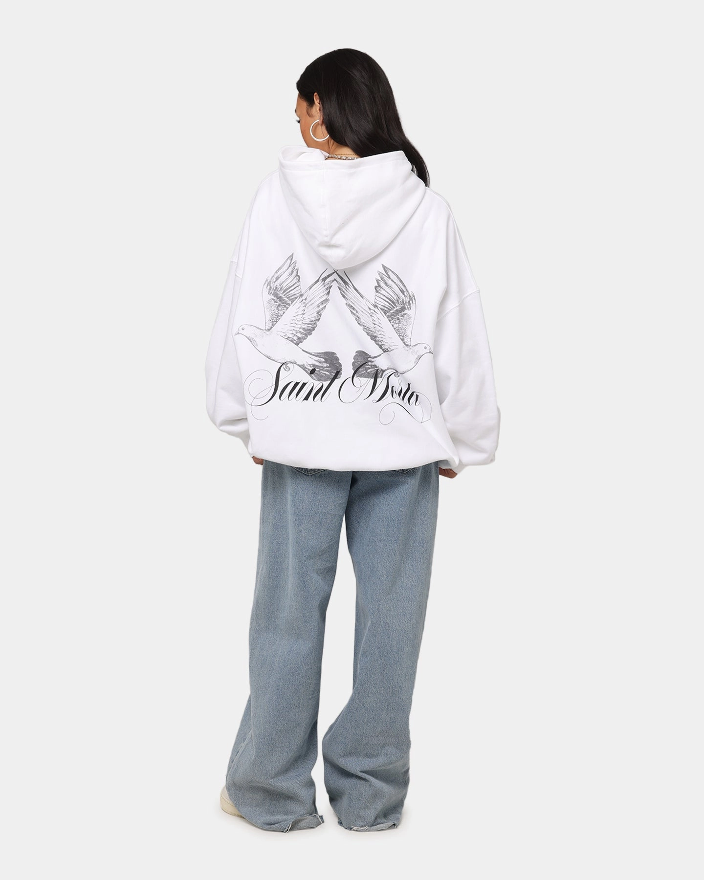 Saint Morta Doves Boxy Hoodie White Premium Fit Tolerance