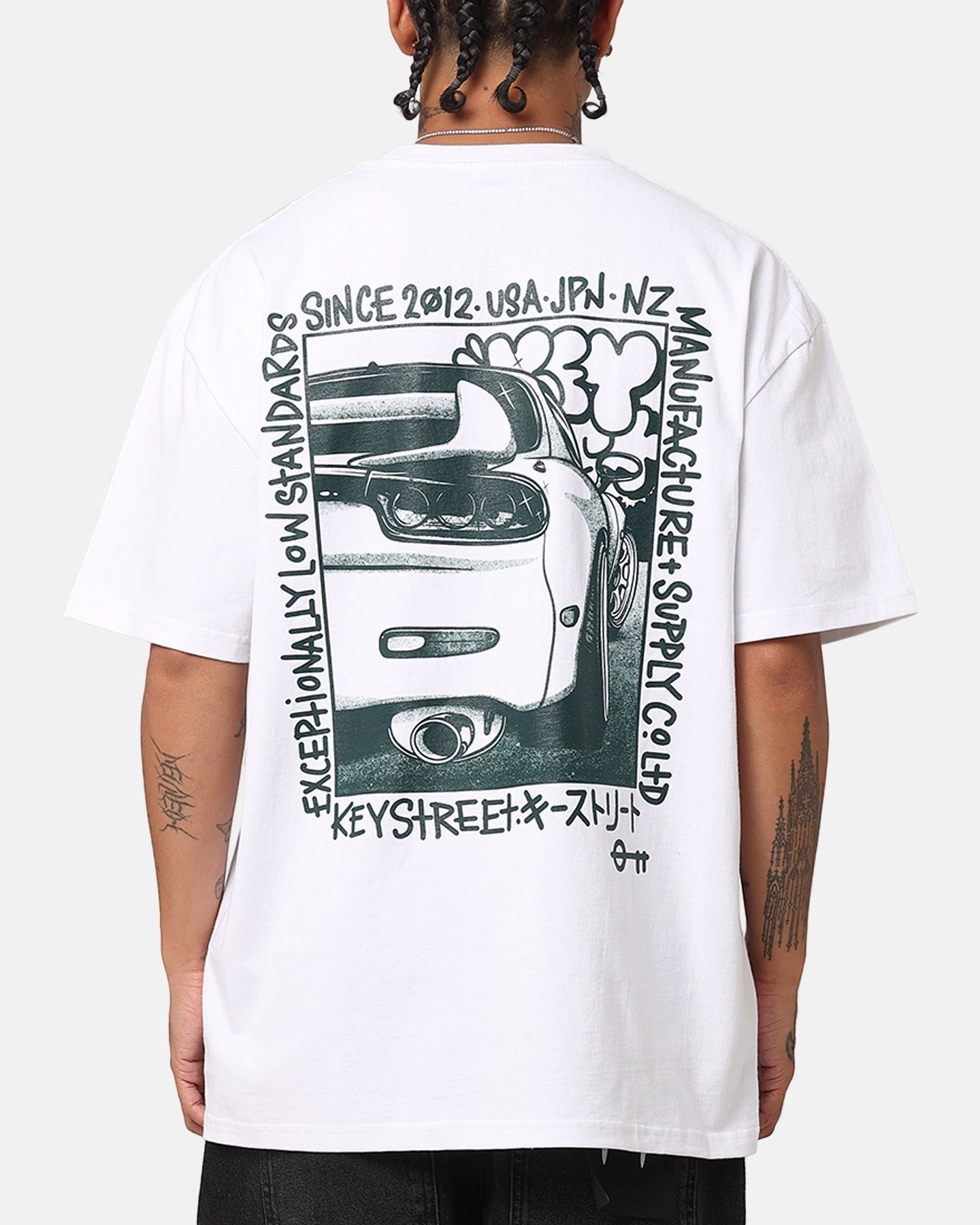 Key Street Halftone Heavy T-Shirt White TaglessDesign Non Restrictive Fit