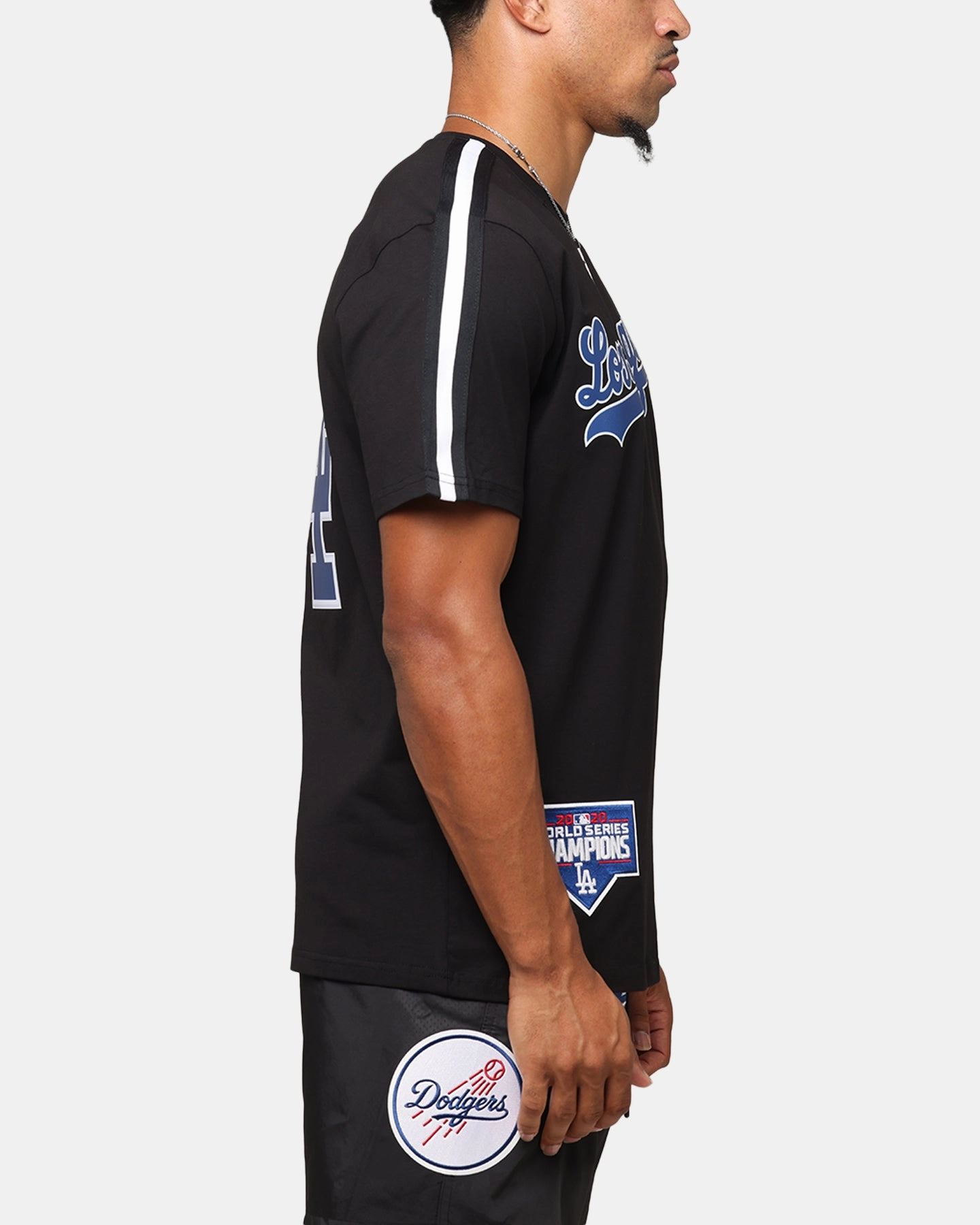 Pro Standard Los Angeles Dodgers Classic Mesh Striped T-Shirt Black OdorResistantTechnology Daily Favorite