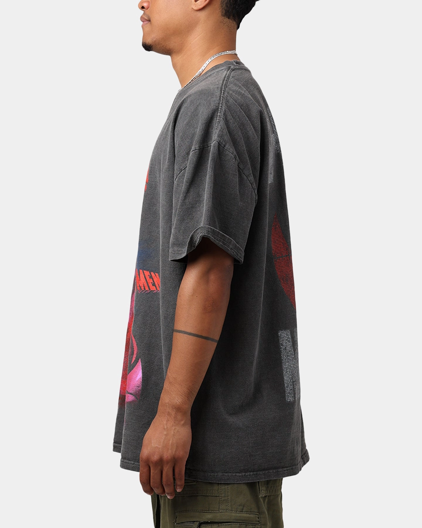 Floral Pattern Marvel X-Men Sentinel Heavyweight T-Shirt Black Wash