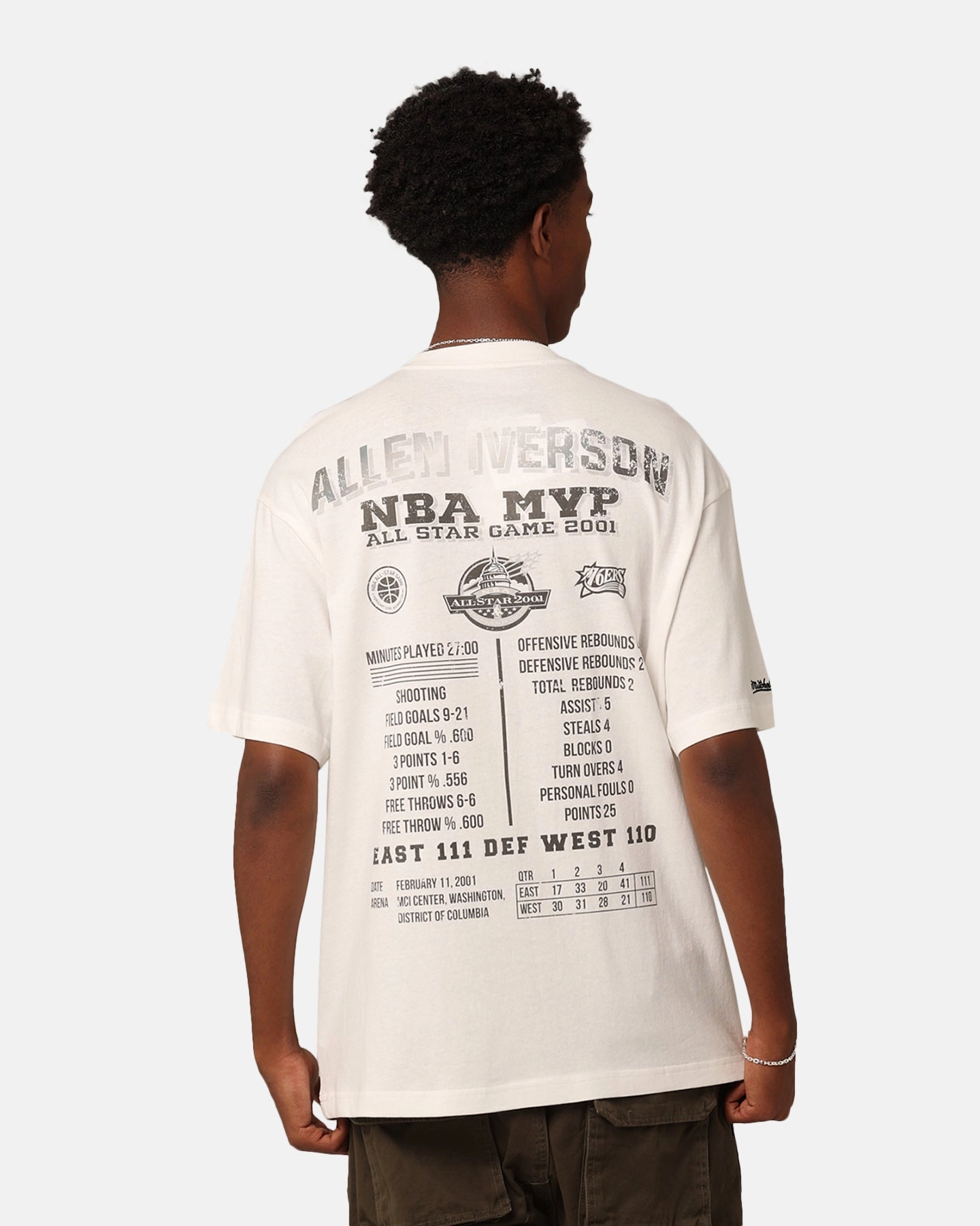 Mitchell & Ness All Star Game 2001 Allen Iverson MVP Player T-Shirt Vintage White Printed Logo