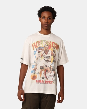 Comfort Wearable Cool Layer Wear Mitchell & Ness All Star Game 2001 Allen Iverson MVP Player T-Shirt Vintage White
