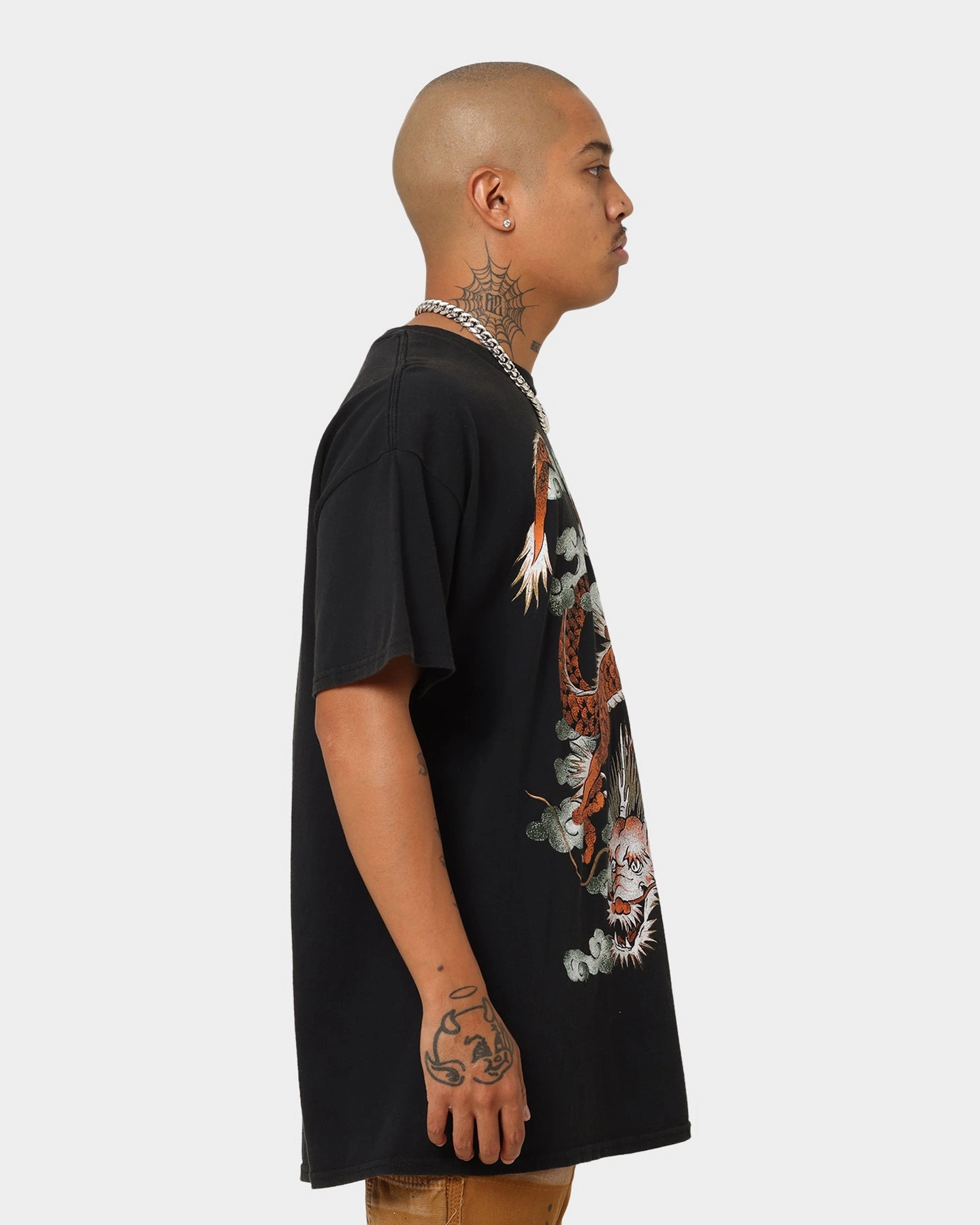Zero Waste Production American Thrift Ryu Dragon Vintage T-Shirt Washed Black